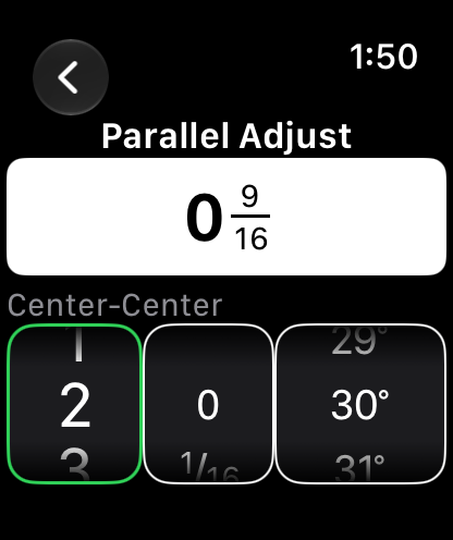 Parallel offset adjust on Apple Watch